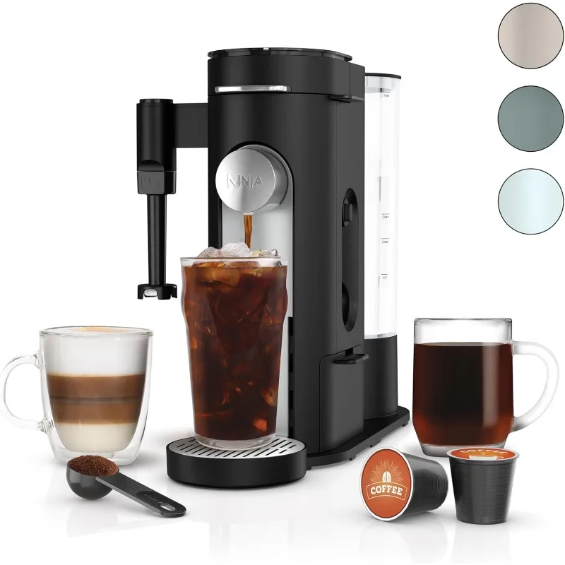 OUIO Serve Coffee Maker, K-Cup Pod Compatible, Compact Design, Built-In Milk Frother, 56-oz. Reservoir, 6-oz. Cup to 24-oz.