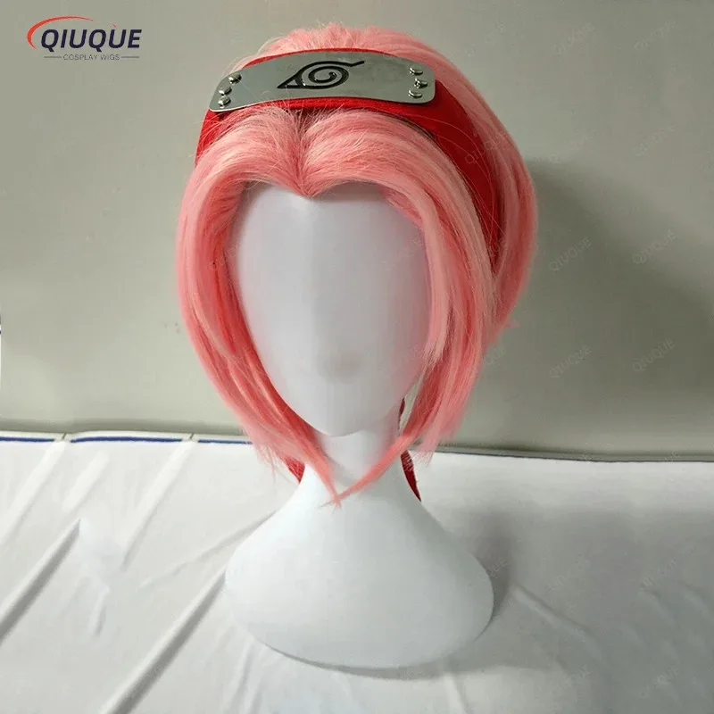 didi 2025 2025 hhhAnime Haruno Sakura Short Pink Styled Heat Resistant Hair Cosplay Costume Wig + Headband