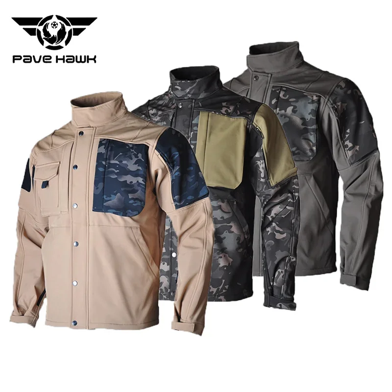 

New Tactic Soft Shell Jacket Waterproof Multi Pocket Wear-resisting Warm Coat Outdoor Hunting Combat Training Jackets Male