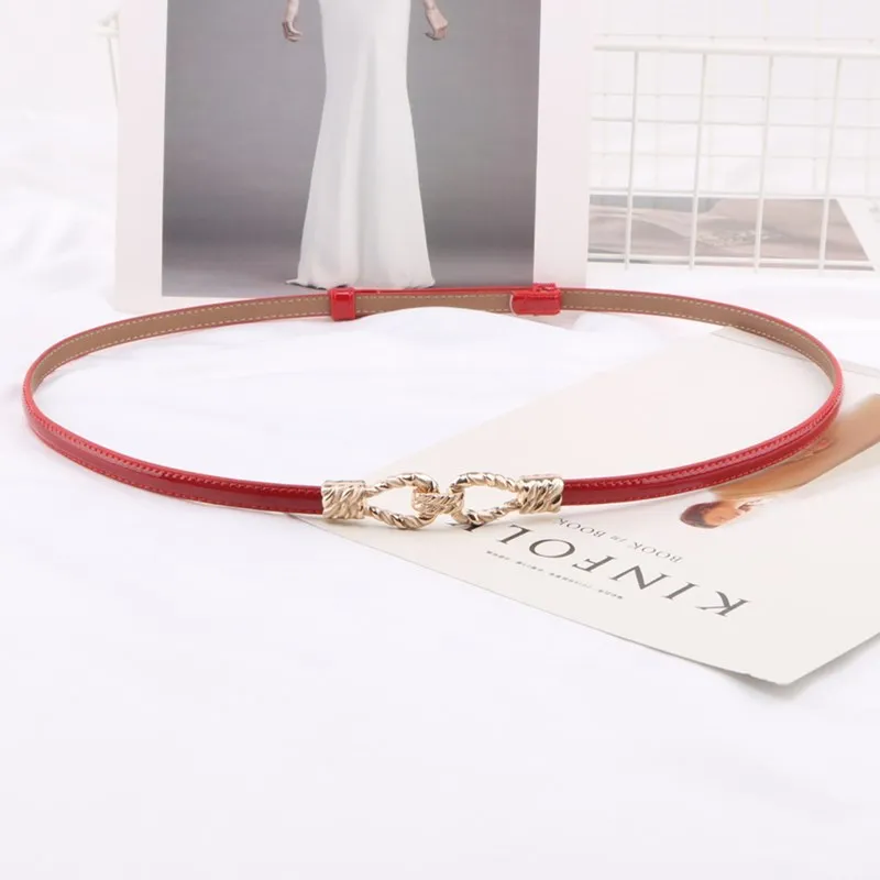 

New Genuine Leather Narrow Belt Korean Version Trendy Women's High-Quality Cowhide Slim Fit Shopping Travel Circular Buckle Belt