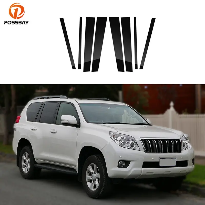 8Pcs for Toyota Land Cruiser Prado/Lexus GX460 J150 2010-2023 Door Window Pillar Posts Trim Molding Cover Stickers