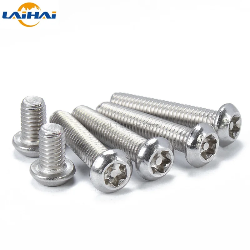 10/50pcs M2.5 M3 M4 M5 M6 M8 A2-70 304 stainless steel Six Lobe Torx Button Round Head with Pin Tamper Proof Security Screw Bolt