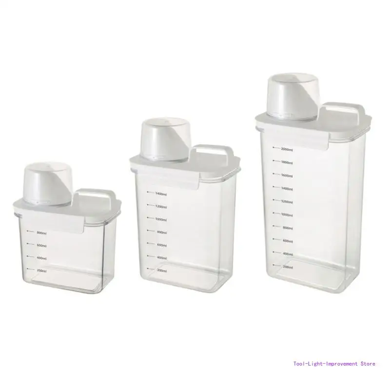 

C63E Practical Laundry Detergent Dispenser Stackable Measuring Cup Storage Jar Plastic Storage Tanks for Various Ingredients