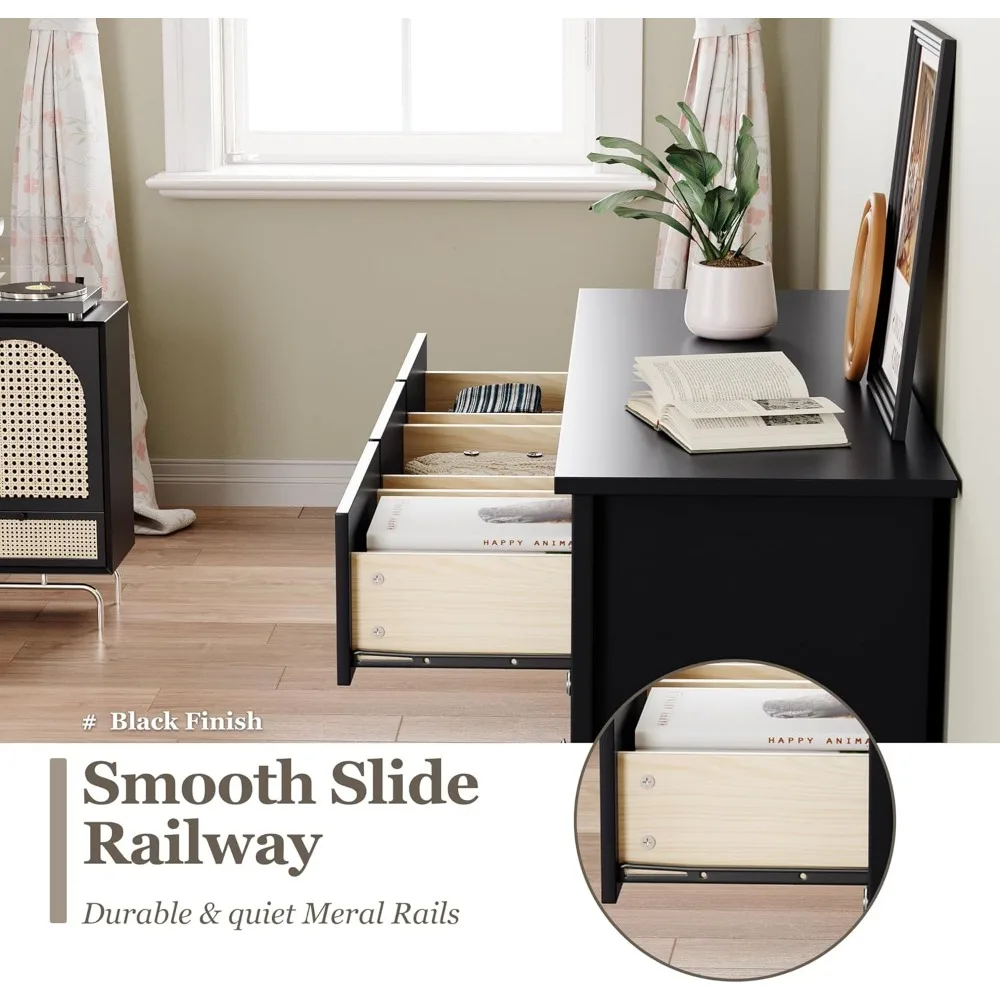 أثاث غرفة نوم خشبي بـ 5 أدراج، حامل تلفزيون لـ 65 تلفزيونًا، خزانة تخزين للممر ومساحات المعيشة