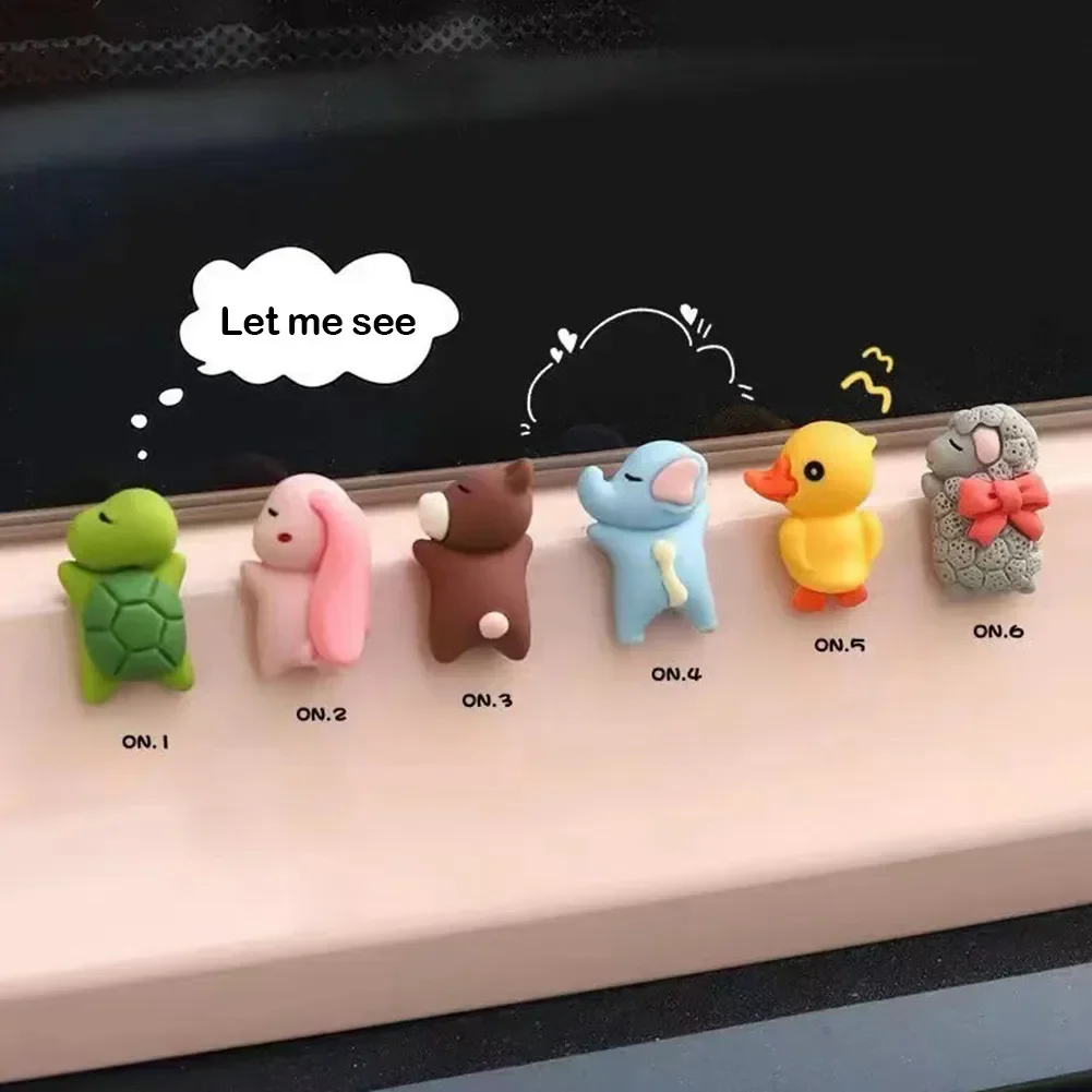 1/6pc mini painel do carro brinquedos bonito brinquedo animais ornamentos de carro presentes acessórios do carro decoração interior pingente decoração