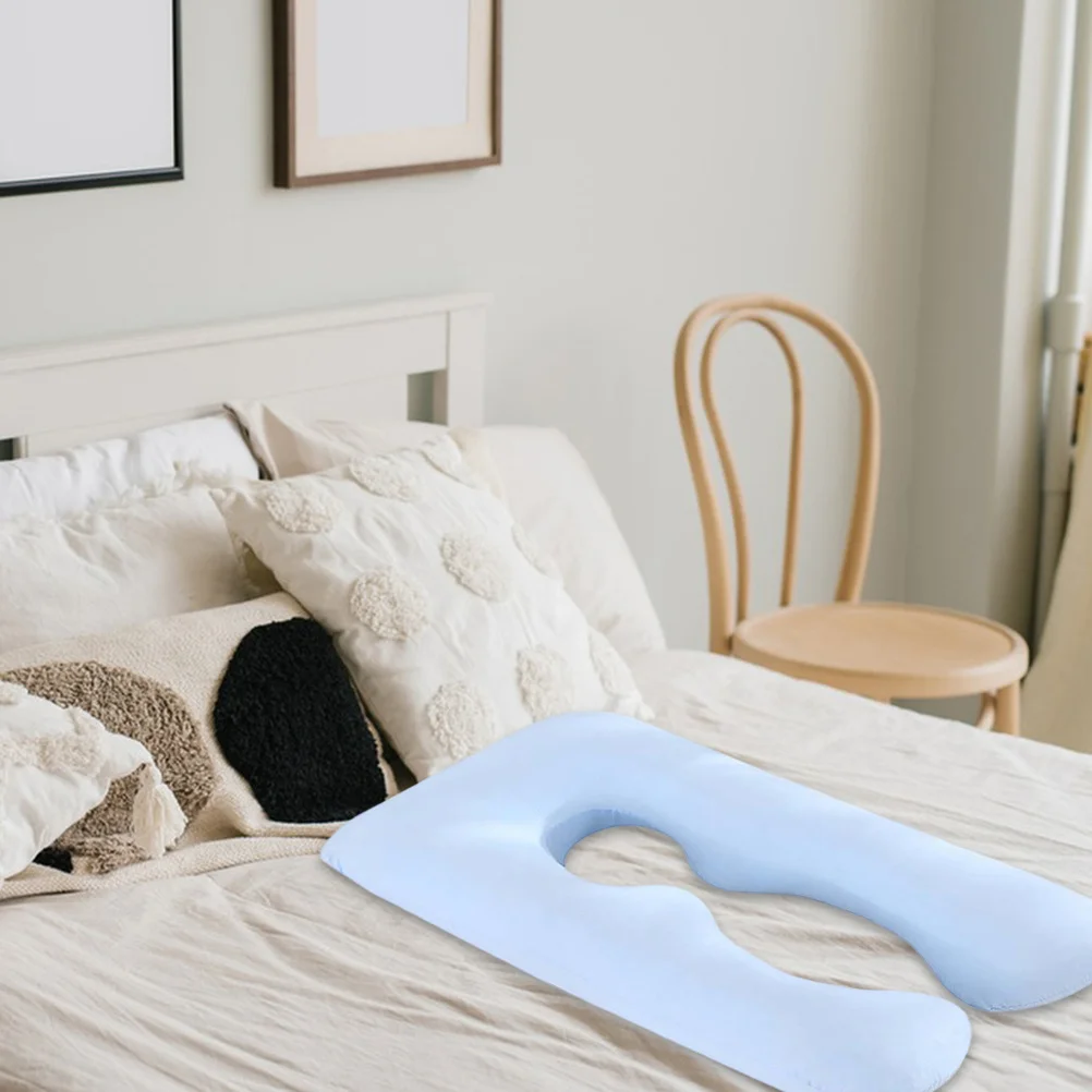 1 قطعة وسادة الحمل وسادة الأمومة غطاء U شكل قابل للغسل الزاوية المستديرة الجسم دعم النوم للنساء الحوامل الأزرق