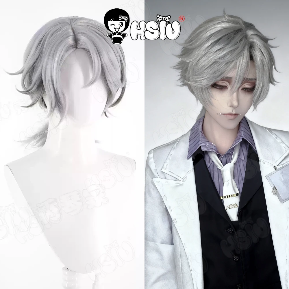 

Aesop Carl Cosplay Wig HSIU 50CM Gray Blue Mixed dark gray Short Hair Synthetic Wig+Wig cap Game Identity V Aesop Carl Cosplay