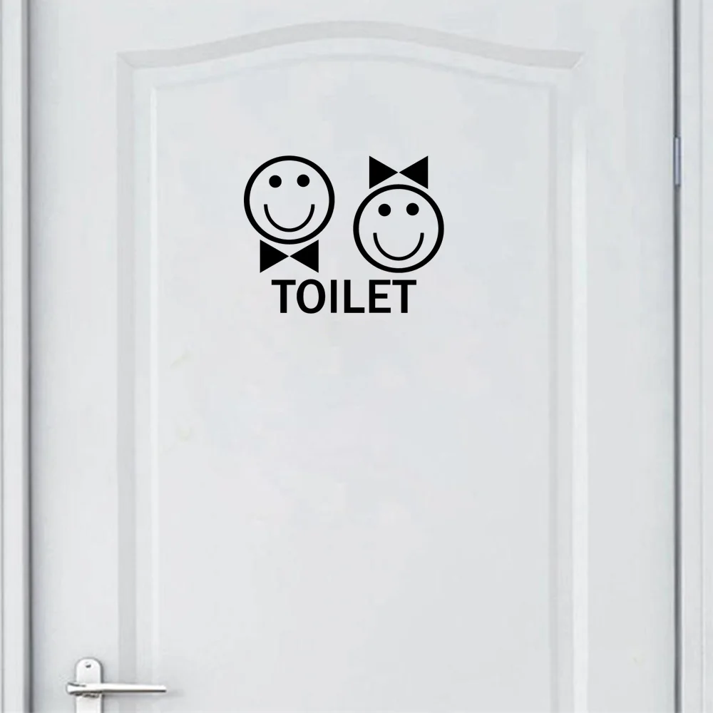 1pc Toilet label sticker Cartoon WC wall decoration Vinyl Mural Decal Home Decor Self adhesive DIY Wall Sticker