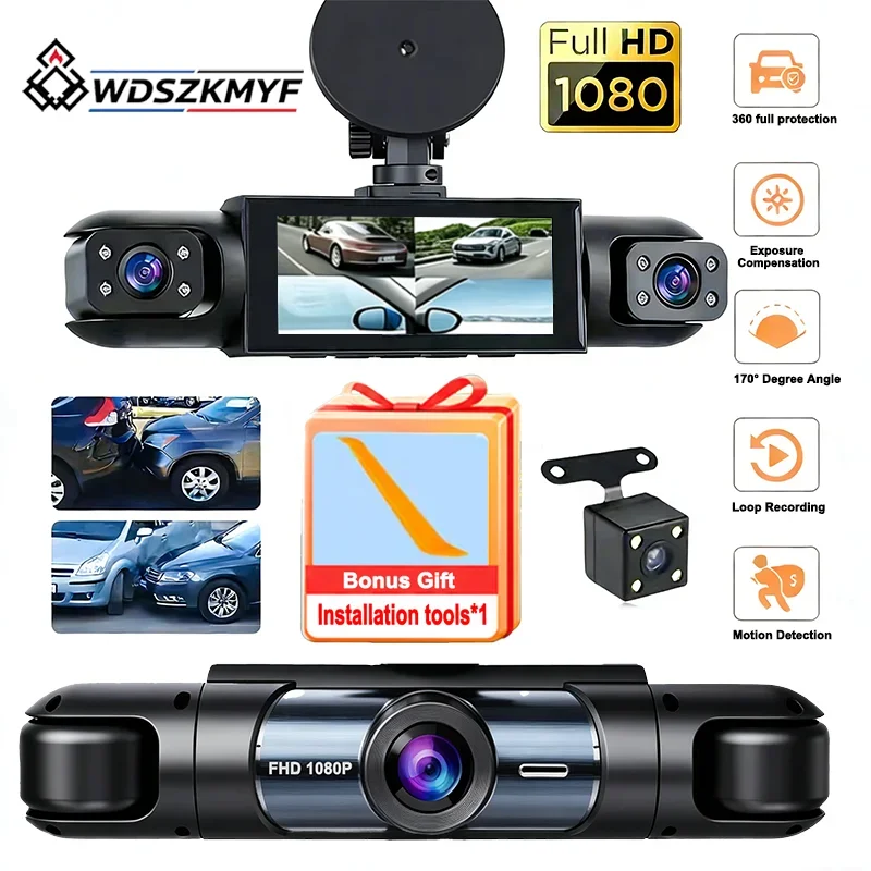 HD 1080P 3/4 Channel Dash Cam Car Black Box Driving Recorder Super Night Vision Loop Recording G-Sensor 24H Parking Monitor For