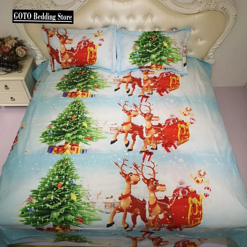 

Bedclothes Santa Claus /christmas Tree Bedding Set American Style Christmas Duvet California King Bed- King Size Comforter Set