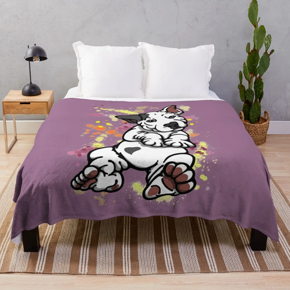 

Black Ear Bull Terrier Puppy Throw Blanket Sofas Bed Fashionable Blanket Soft Big Blanket Sofa Blankets