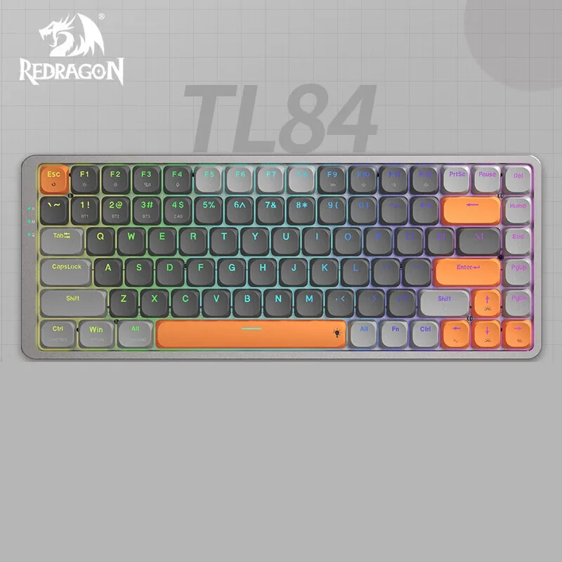 

Redragon TL84 Tri-Mode Mechanical Keyboard, Wireless Wireless Bluetooth Esports Game Office Multi-Scene Universal Rgb Backlight