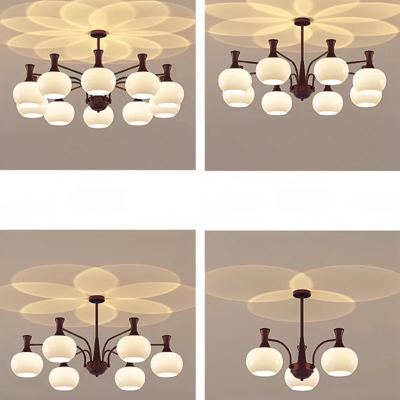 Nordic French Multi-Head Chandelier Luxury Lighting for Living Room Restaurant Bedroom Hotel Projection Decor Three-Color Light