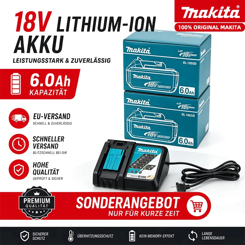 Industrial Grade 18V 6.0Ah High Energy Li-ion Spare Battery for Makita LXT Cordless Power Equipment, Works with BL1860B BL1850B BL1840B BL1830B, Multi-layer BMS Safety Circuit, Ideal for Drilling &