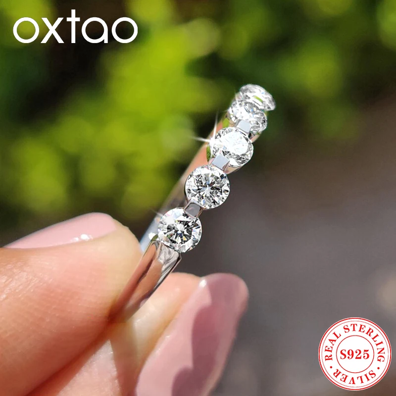 

Кольцо OXTAO с пятью камнями и муассанитом, пройден испытания, лабораторное обручальное кольцо с бриллиантом для женщин, серебро 925, обручальные ювелирные кольца, подарок