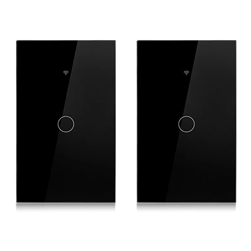 

BAAR-2X Tuya US Plug Wi-Fi Smart 1 Gang без нейтрального провода Сенсорный датчик Светодиодные выключатели Умный дом Alexa Google Черный