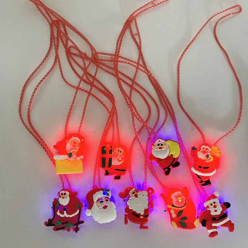 

20pcs Blinking Santa Claus LED Necklace Flash Lights Pendant Glow Party Supplies Gift Christmas Festival