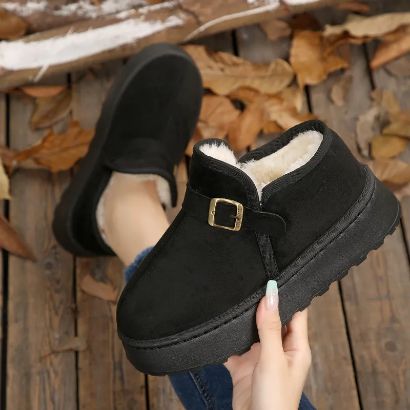 Women's Autumn/Winter New Style Suede Thick-Soled Fleece-Lined Ankle Boots2026Casual Retro Warm Height-Increasing Anti-Ski Boots
