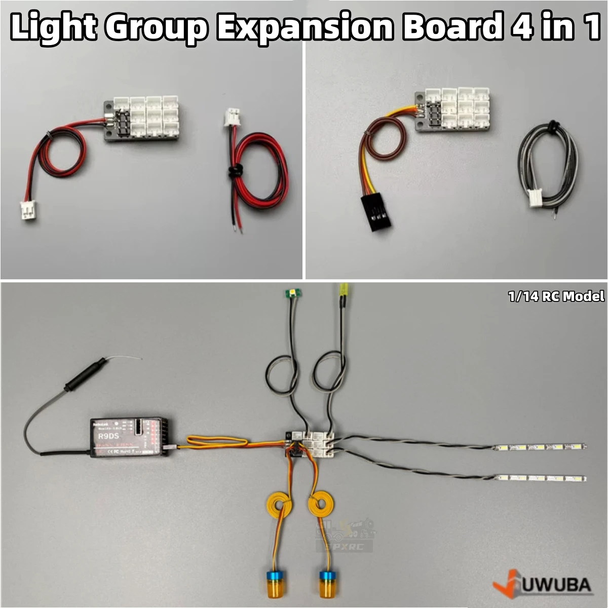 RC Truck Light Group Uitbreidingskaart 4 in 1 PH2.0 Uitbreidingsmodule voor 1/14 Tamiya Kipper SCANIA 770S Volvo Graafmachine Model Auto