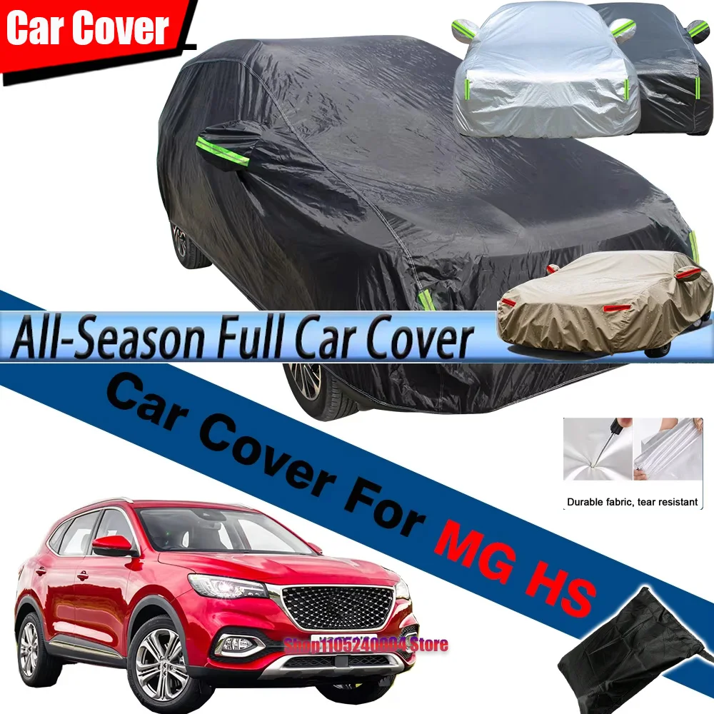 

All Season Waterproof Black Auto Car Cover Anti UV Sun Shade Rain Snow Wind Protection For MG HS EHS 2018-2023