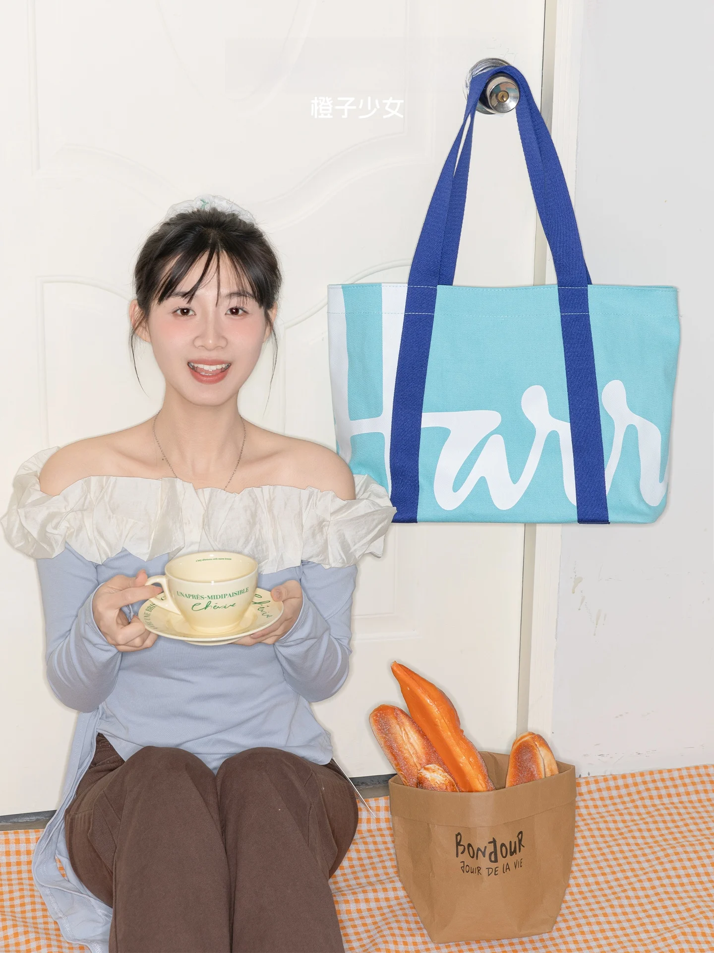 

Large Capacity Waterproof Canvas Shopping Bag Picnic Handbag Eco-friendly Single Shoulder Bag Casual Simple Style Tote Bag