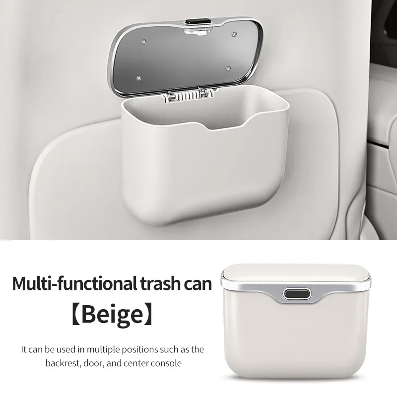 Car Trash Can with Lid Multifunctional Hanging Storage Bin for Wet and Dry Use Auto Interior Organizer Box for Car
