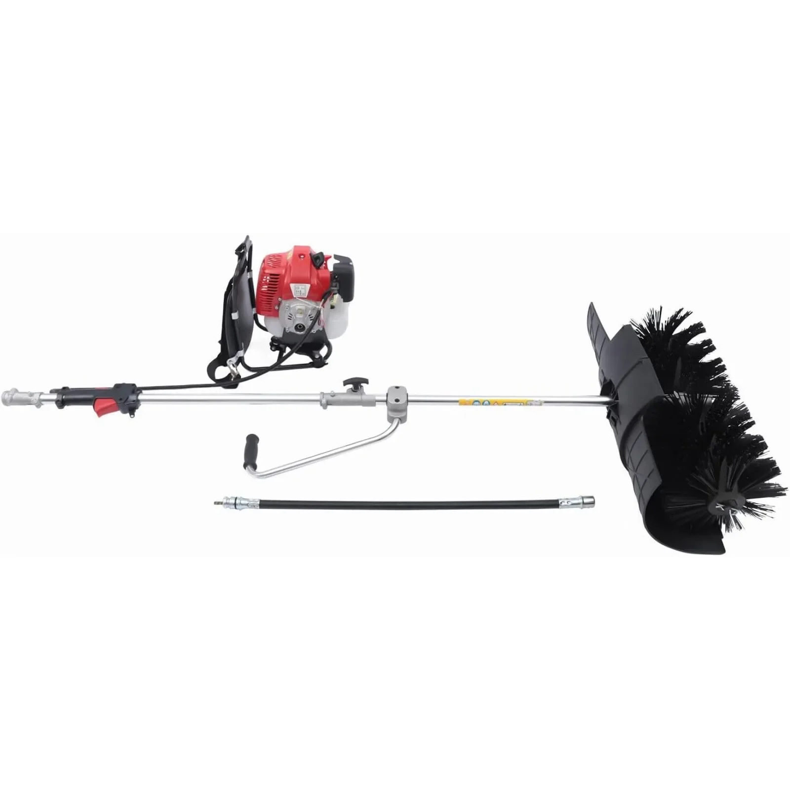 Barredora de escoba con mochila a gas de 2 tiempos de 52 cc, barredora de mano para exteriores de 2,3 HP, escoba para barrer nieve con varilla de transmisión