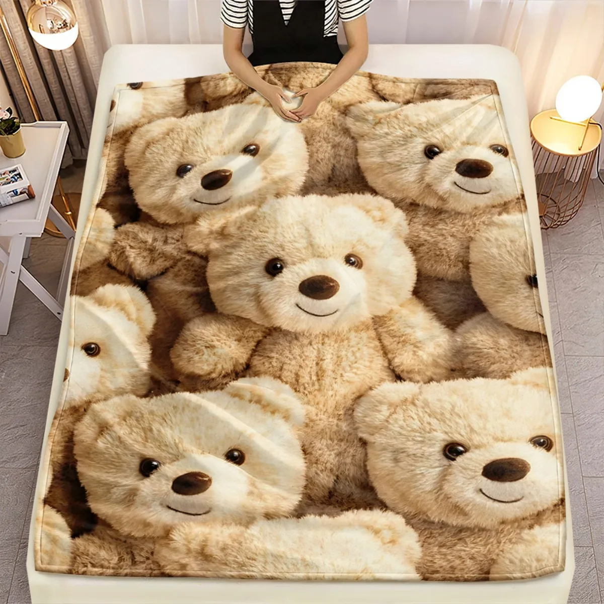 

Милое фланелевое одеяло с плюшевым мишкой, мягкое теплое одеяло для детей и взрослых, флисовое постельное белье с 3D принтом, домашний декор, идея подарка