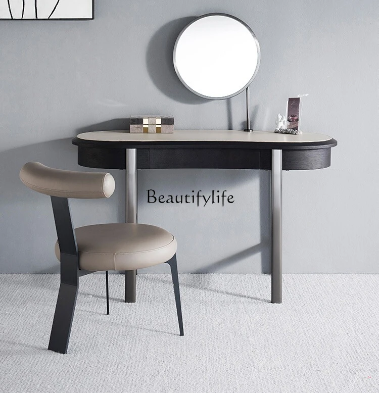 

Italian Style Light Luxury Bedroom Dressing Table Modern Minimalist Solid Wood Makeup Table Set