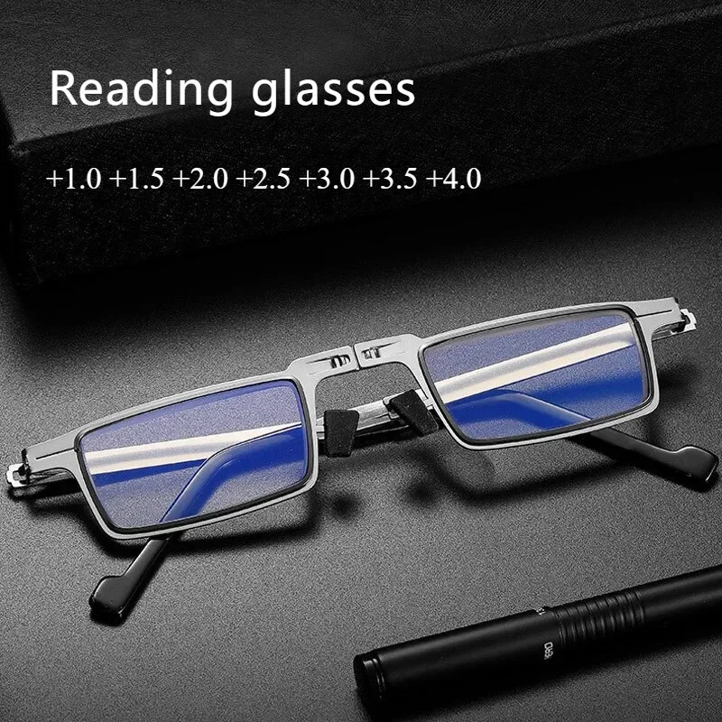 Occhiali da lettura pieghevoli anti-luce blu Comodi occhiali da lettura full-frame in metallo per uomo e donna HD ultraleggeri portatili