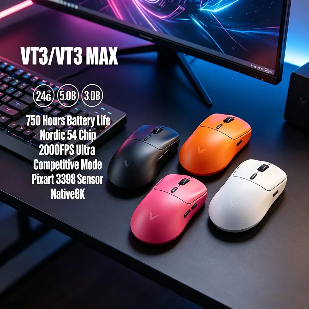 53g Lightweight Macro Customizable Rapoo VT3 VT3 MAX Ergonomic Wireless Gaming Mouse