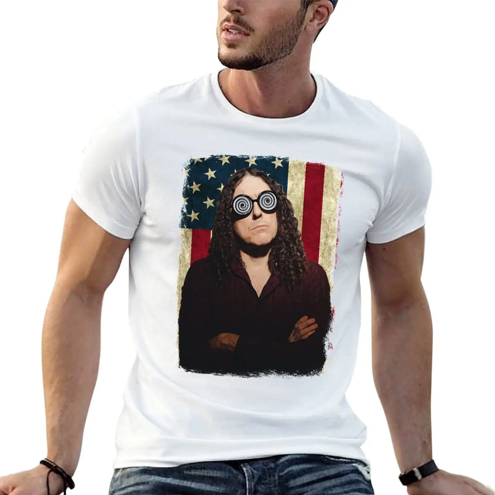 

Retro American Flag Weird Al Yankovic Awesome For Movie Fan T-Shirt man t shirt cotton T-Shirt