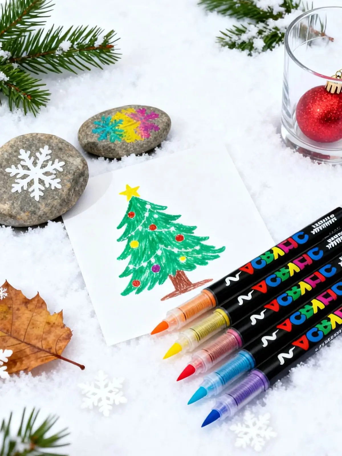 12-288 kleuren/doos Markeerset met kerstthema - Zachte punt Rechte vloeibare acrylstiften voor doe-het-zelf-vakantie Doodle Art Painting - afbeelding 2
