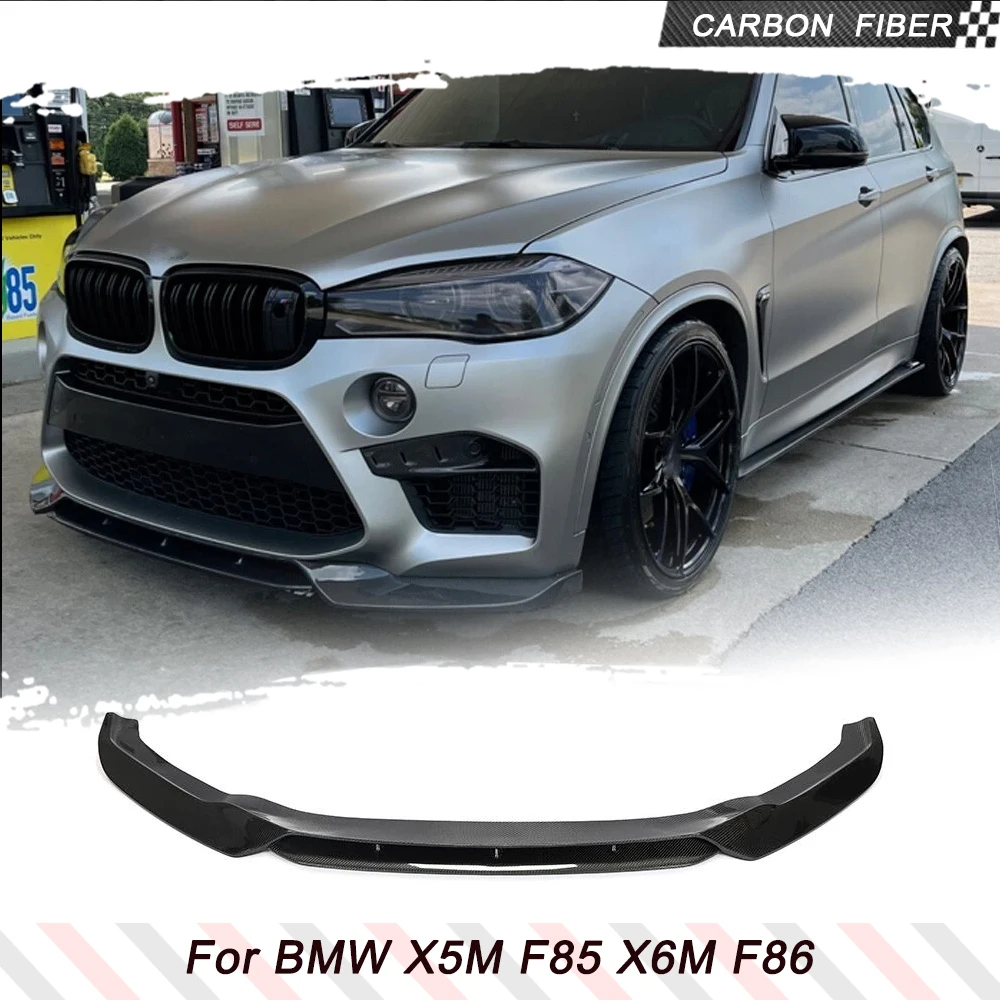 Car Front Bumper Lip Spoiler Bumper Racing Body Kits for BMW F85 X5M F86 X6M 2014 - 2018 Carbon Fiber Car Front Bumper Chin Lip