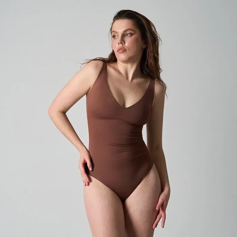 High Strength Seamless V-Neck Bodysuit Crotch Open Back Beauty Design Tummy Control Body Shaper,skin-friendly & Breathable 101 S076399e2ac984556b27f38a0ac02728cf