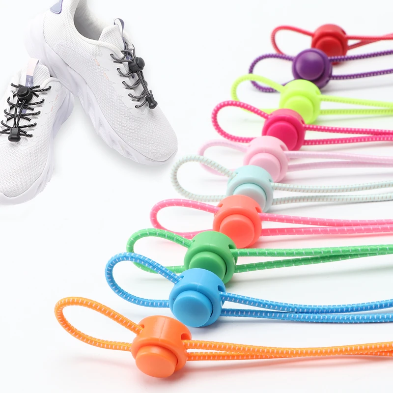 1 Pair No Tie Shoelaces Round Push The Spring Lock Sports Elastic Shoelace Suitable for All Shoes Lazy Laces Shoe Accessories