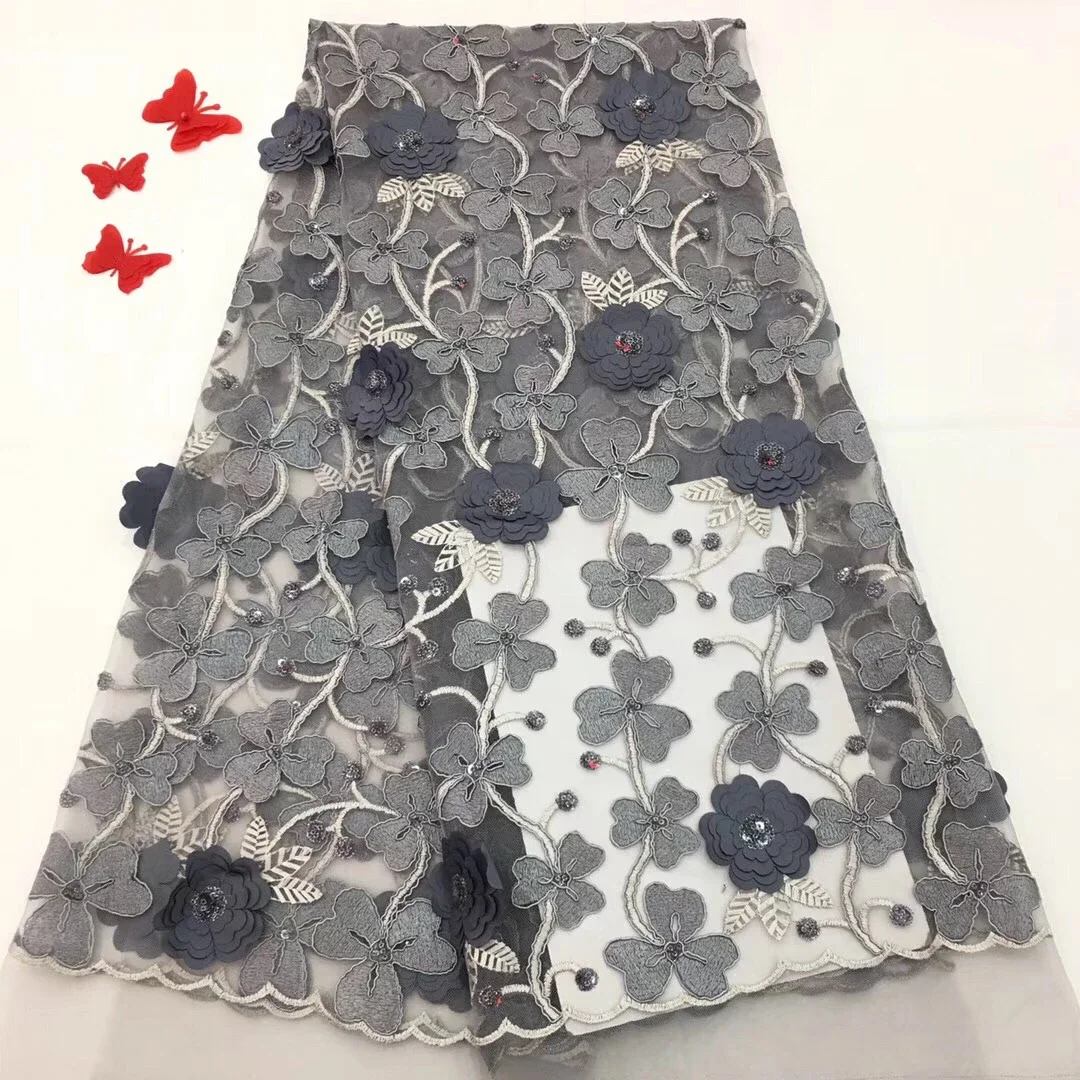 

High quality nigerian lace fabrics for wedding 2021 Gold color Beaded wedding fabric African lace dress with beads R10