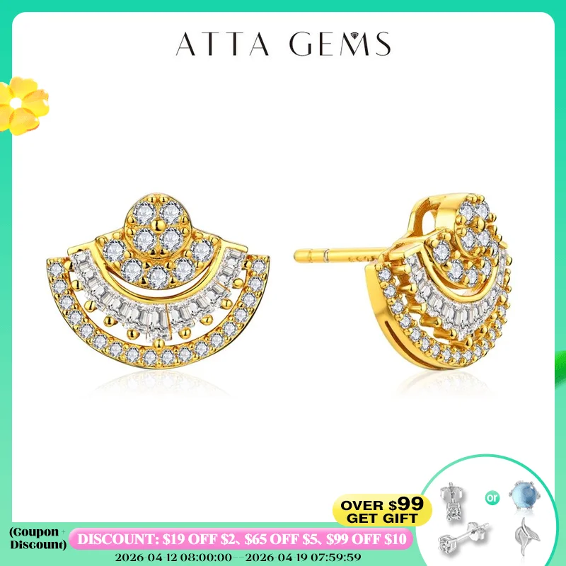 

ATTAGEMS Luxury D VVS1 Color Moissanite Sector Earrings For Women Top Quality 100% 925 Sterling Silver Engagement Wedding Gift