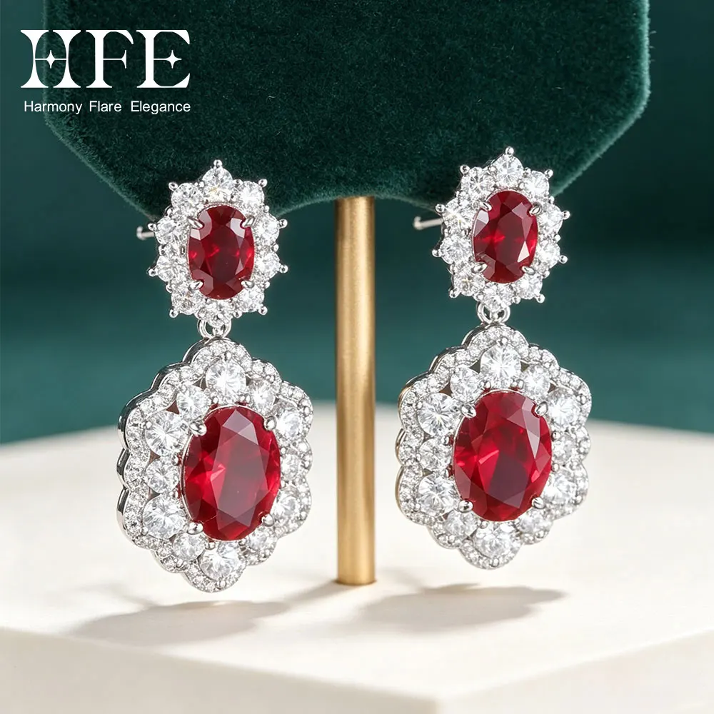 boucles-d'oreilles-pendantes-ovales-vintage-hfe-avec-rubis-synthetiques-tige-en-argent-sterling-925-pour-femmes-boucles-d'oreilles-en-zircon-bijoux-pour-fetes-et-banquets