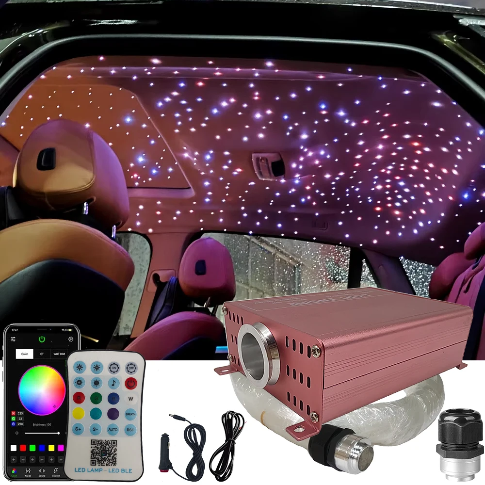 16w RGBW Twinkle Fiber Optic Light Kit Car Atosphere Decoration DC12V With 0.75mm Fibers for Car Trunk Roof