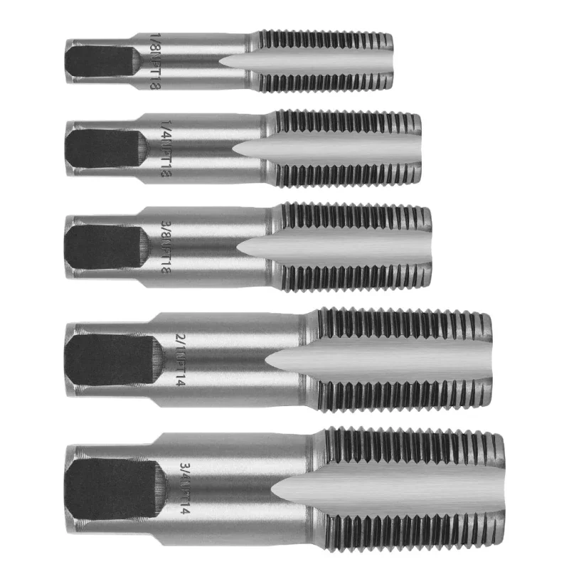 5-teiliges NPT-Gewindebohrer-Set, Größen 3/4, 1/2, 3/8, 1/4, 1/8 Zoll, Kohlenstoffstahl-Gewindebohrer-Set für Sanitärinstallationen mit Aufbewahrungskoffer – Detail 3