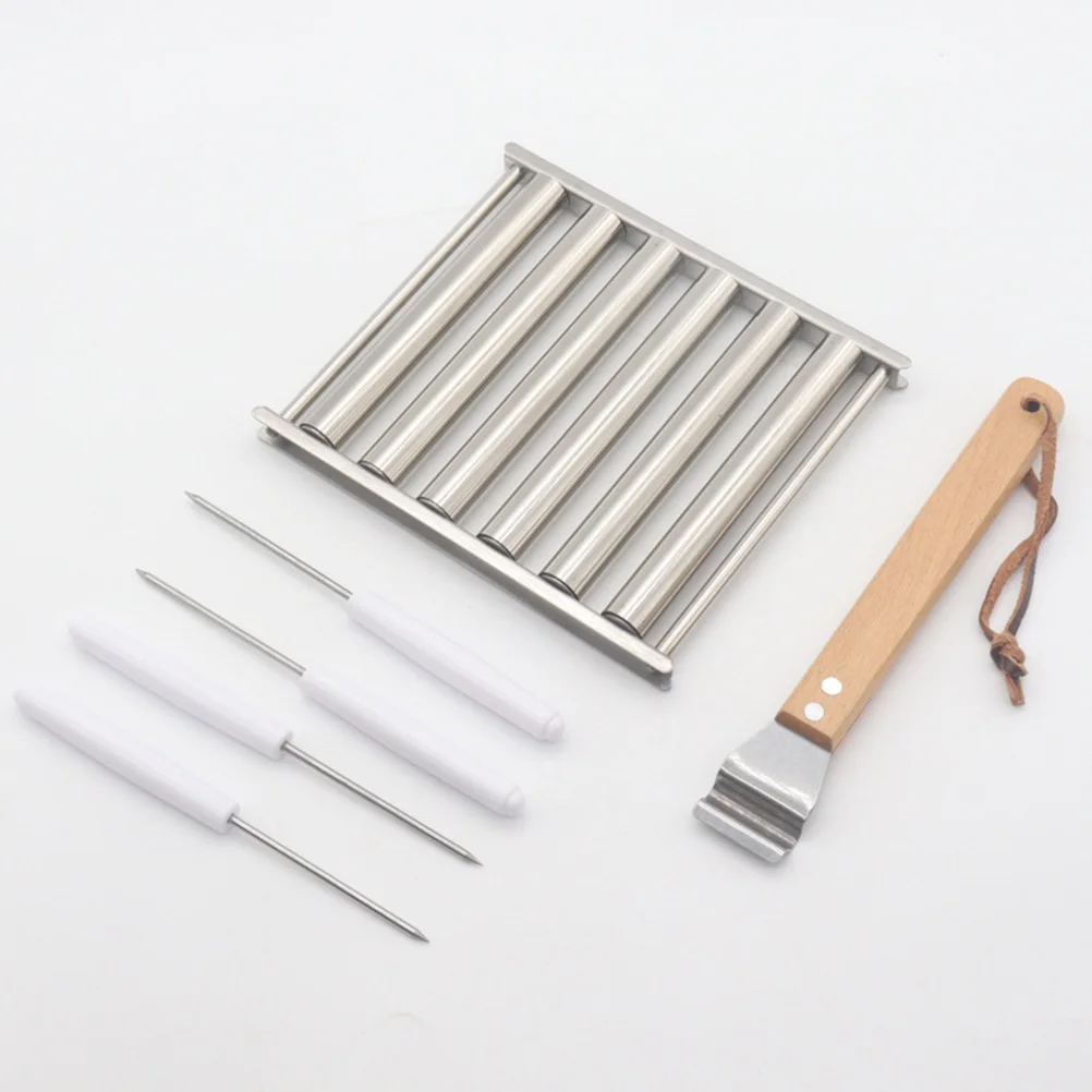 1Set Edelstahl Wurst Grill Tablett Tragbare Outdoor Grill Rack für Camping Picknick Grillen Zubehör Wurst Roller für Grill