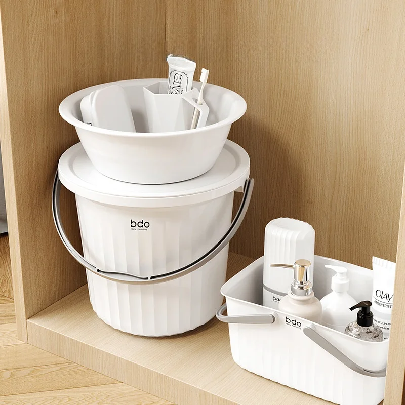 

Large Capacity Plastic Bucket Laundry Bucket Thickened Handheld Water Storage Bucket for Students Home Use Dormitory Set