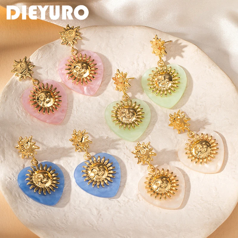 DIEYURO Golden Stainless Steel Shell Flower Curved Simulated Pearl Drop Earrings Lady Elegant Waterproof Wedding Jewelry Gift