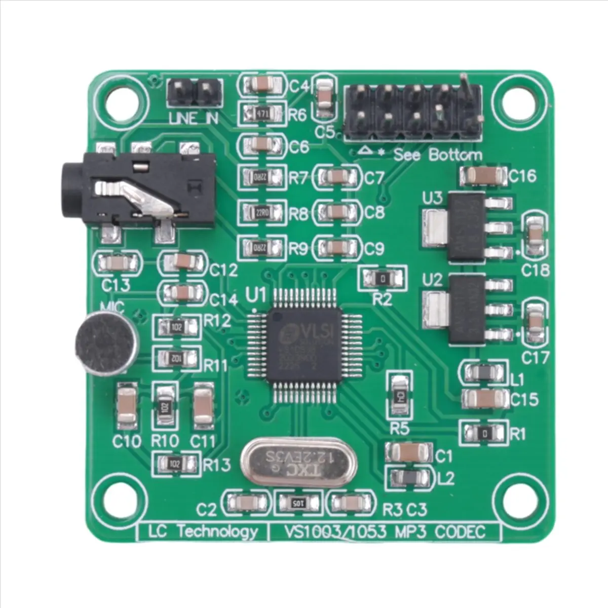 VS1053 MP3-Modul-Entwicklungsplatine mit On-Board-Aufnahmefunktion SPI-Schnittstelle