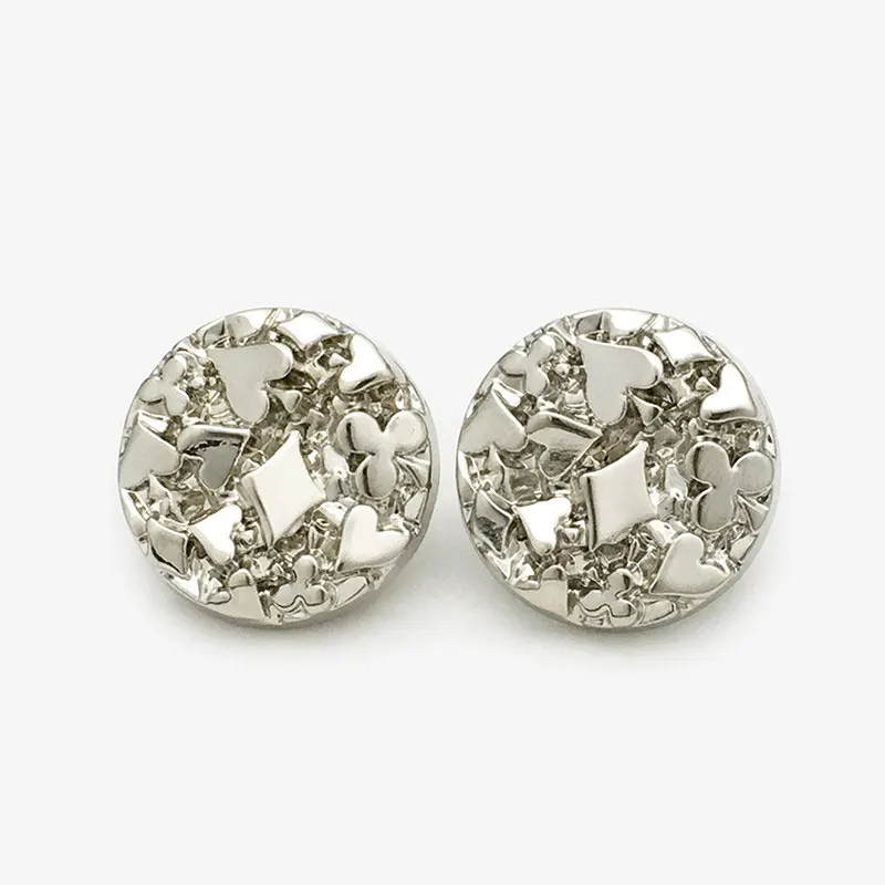 Metallknöpfe mit hohem Schaft, runde 3D-Herz-Knöpfe mit konkav-konvexer Form, 10 Stück, modische Designer-Knöpfe für Mäntel und Blazer, neu. – Detail 2