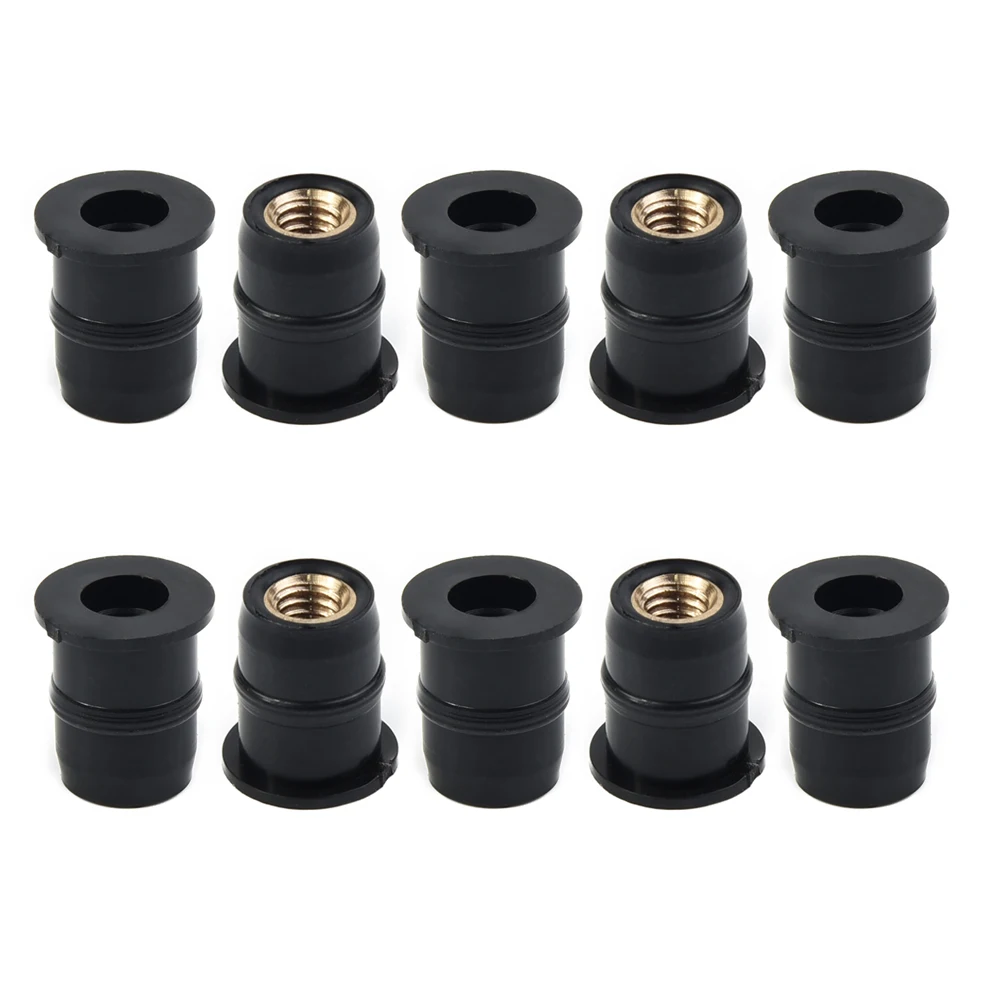 10pcs Motorcycle Windshield Rubber Nuts M5 Vibration Damper Panel Mounting 5mm Sun Blind Windscreen Fairing Cycling Accessories