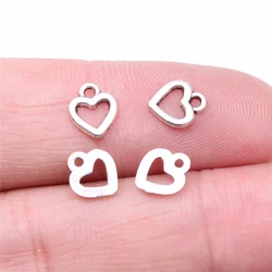 WYSIWYG 40pcs Charms 8x7mm Hollow Heart Charms For Jewelry Making DIY Jewelry Findings Alloy Charms