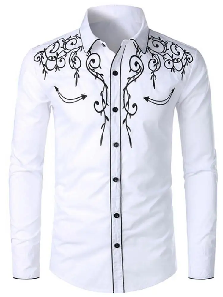メンズ無地刺繍プリントシャツカジュアル長袖ポロカラー通気性快適肌に優しい秋のファッション
