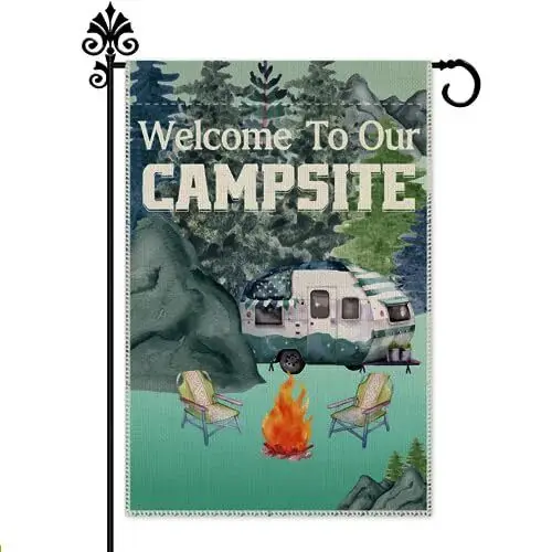 Welcome to Our Campsite Cute Garden Flag, 12 x 18 Inch Double Sided Holiday Y... KKL AAL HHM WZZ yyi